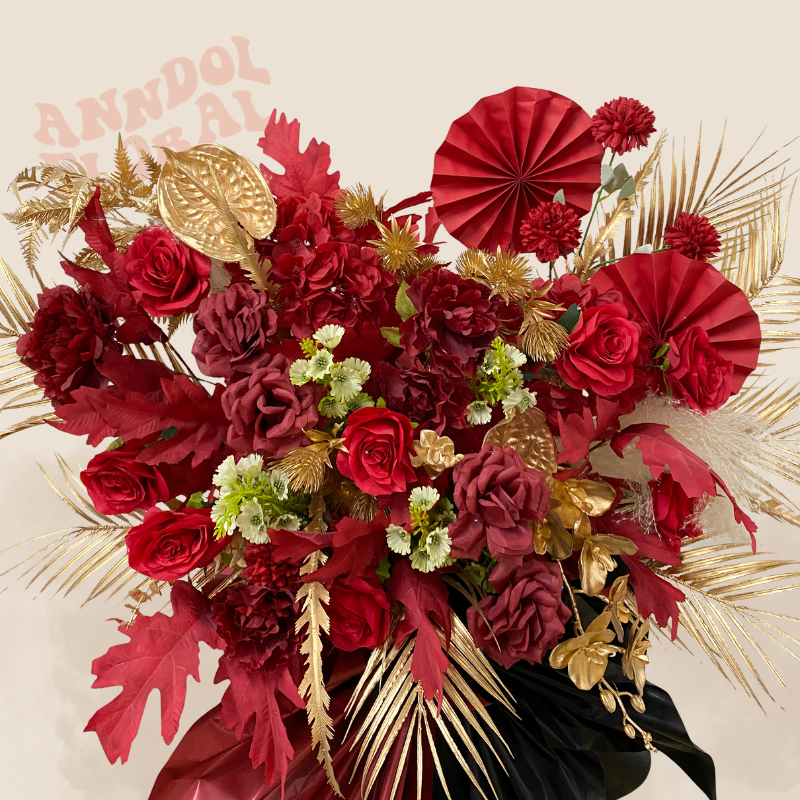 (Faux) Crimson Luxe Floral Stand