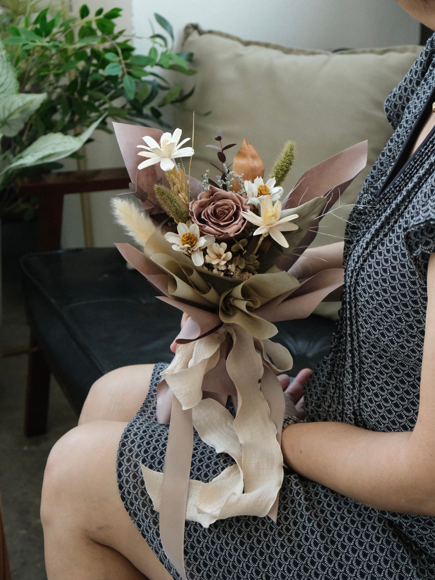 Preserved Flowers Wrapped Bouquet Arrangement For Delivery In Singapore