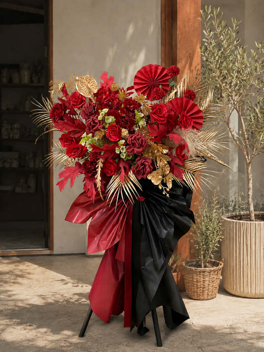 (Faux) Crimson Luxe Floral Stand