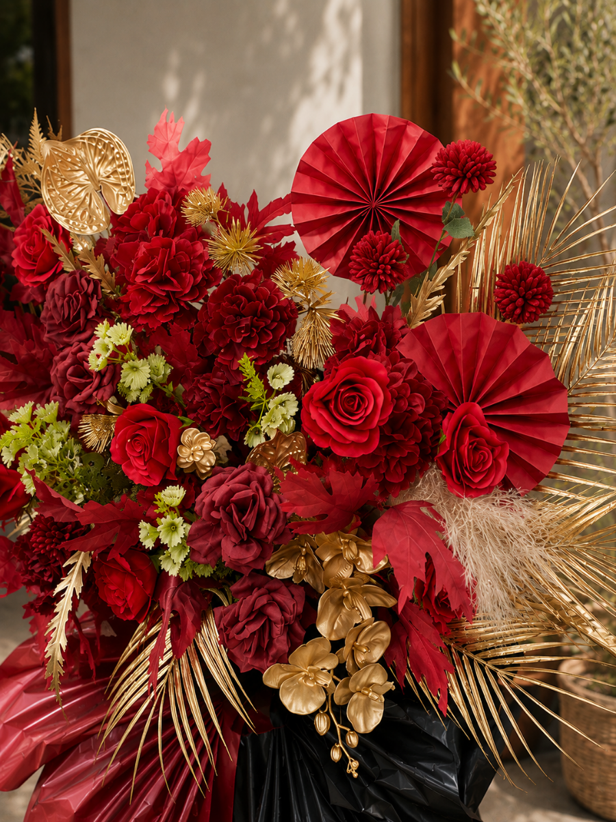 (Faux) Crimson Luxe Floral Stand