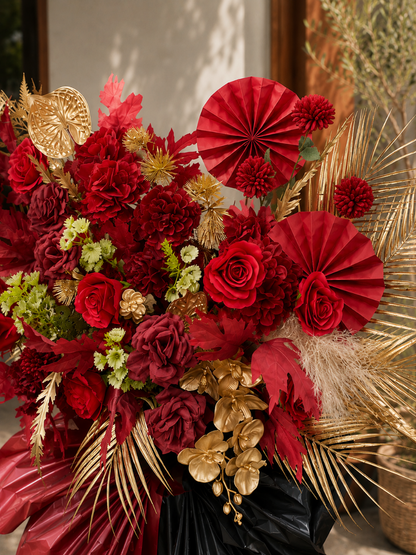 (Faux) Crimson Luxe Floral Stand