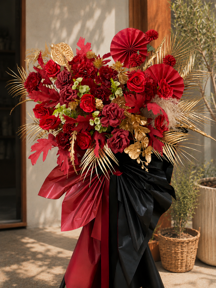 (Faux) Crimson Luxe Floral Stand