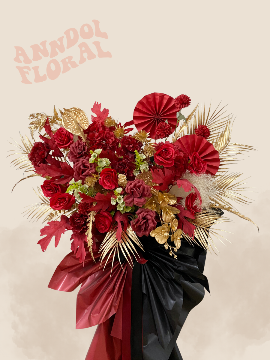 (Faux) Crimson Luxe Floral Stand