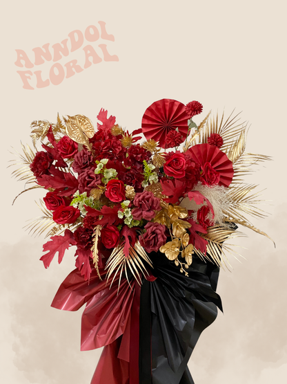 (Faux) Crimson Luxe Floral Stand