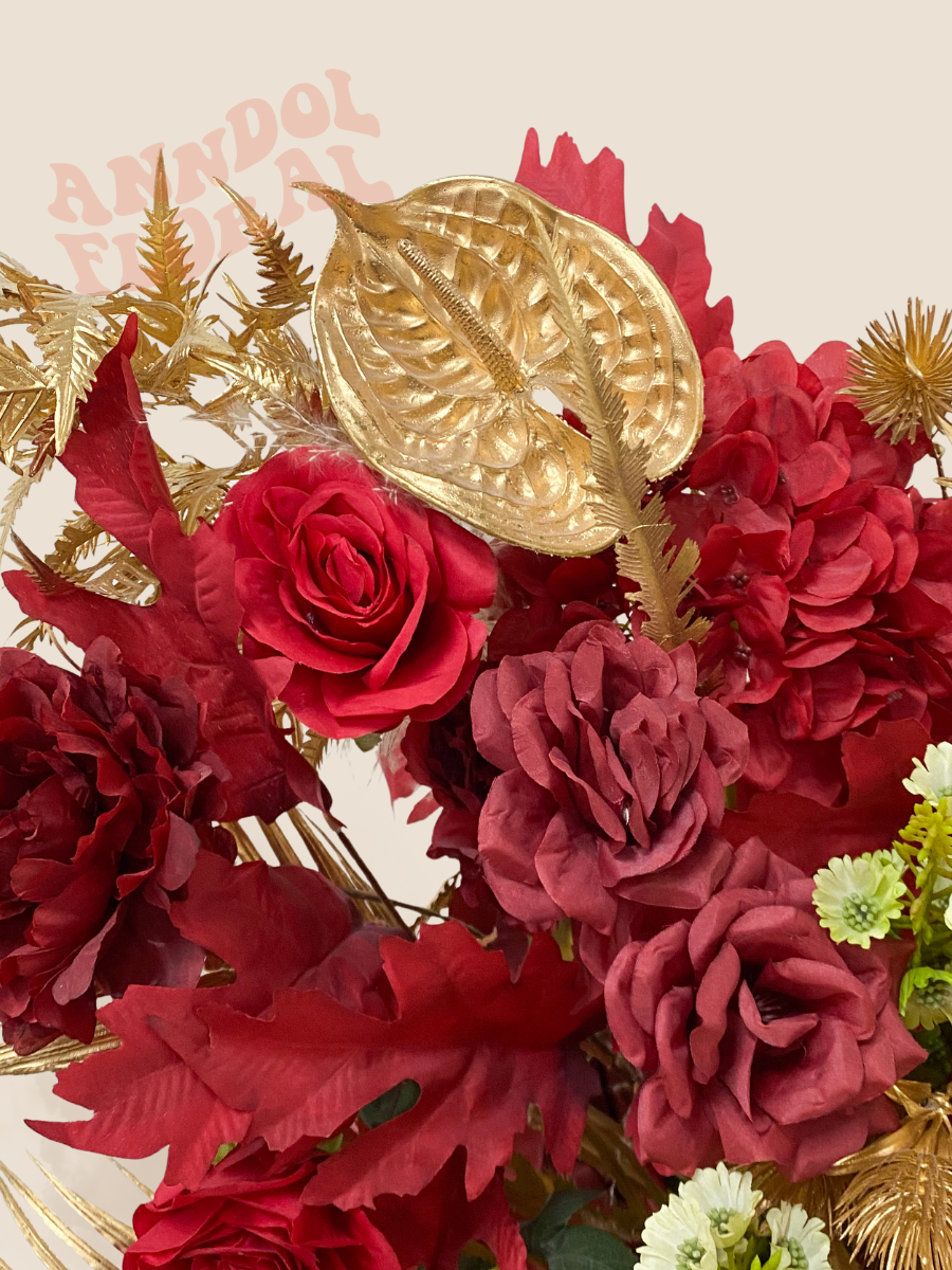 (Faux) Crimson Luxe Floral Stand