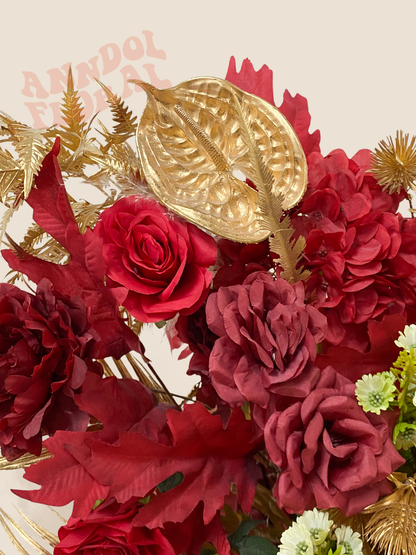 (Faux) Crimson Luxe Floral Stand