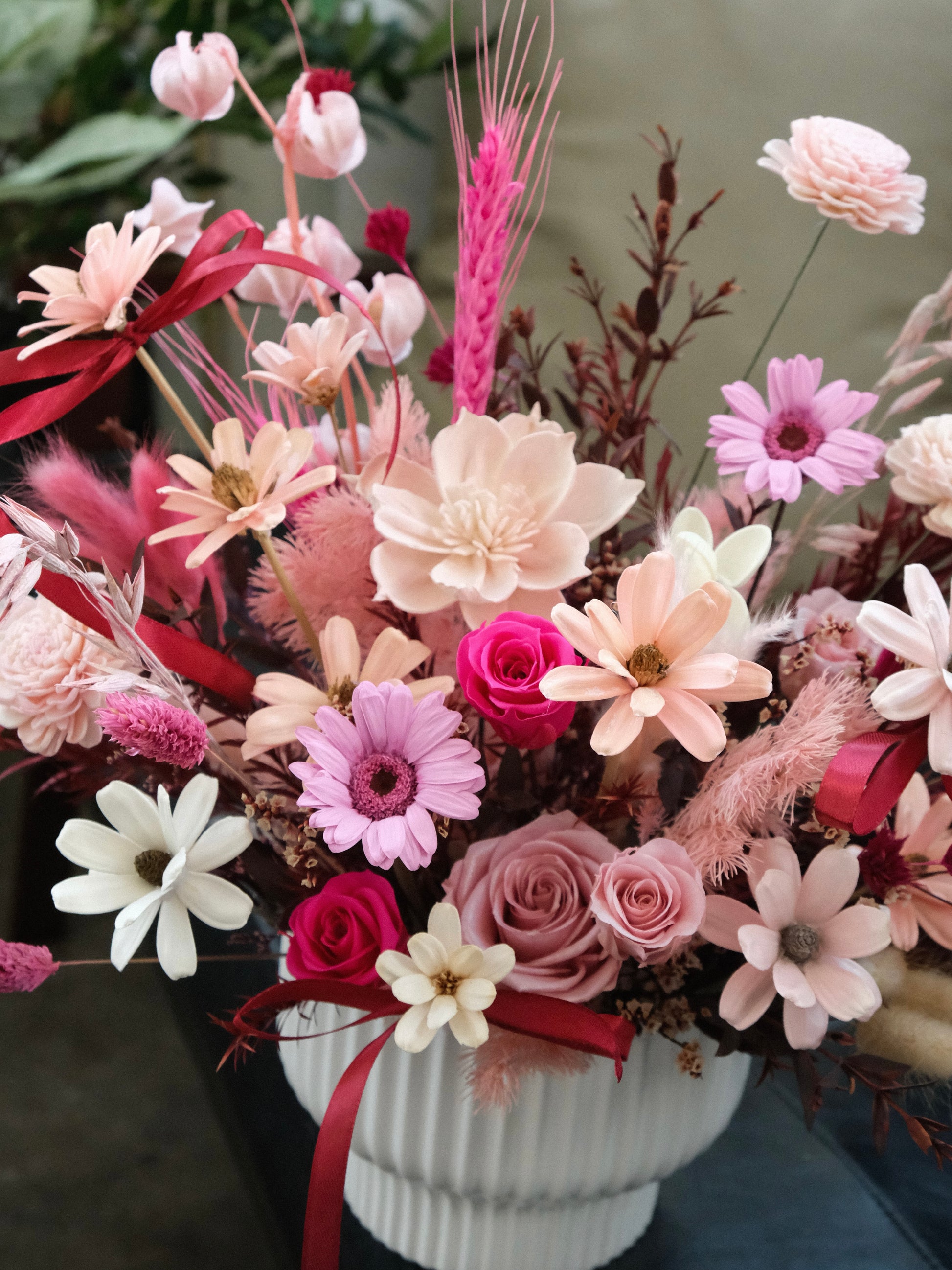 Preserved Flowers Vase Arrangement For Delivery In Singapore