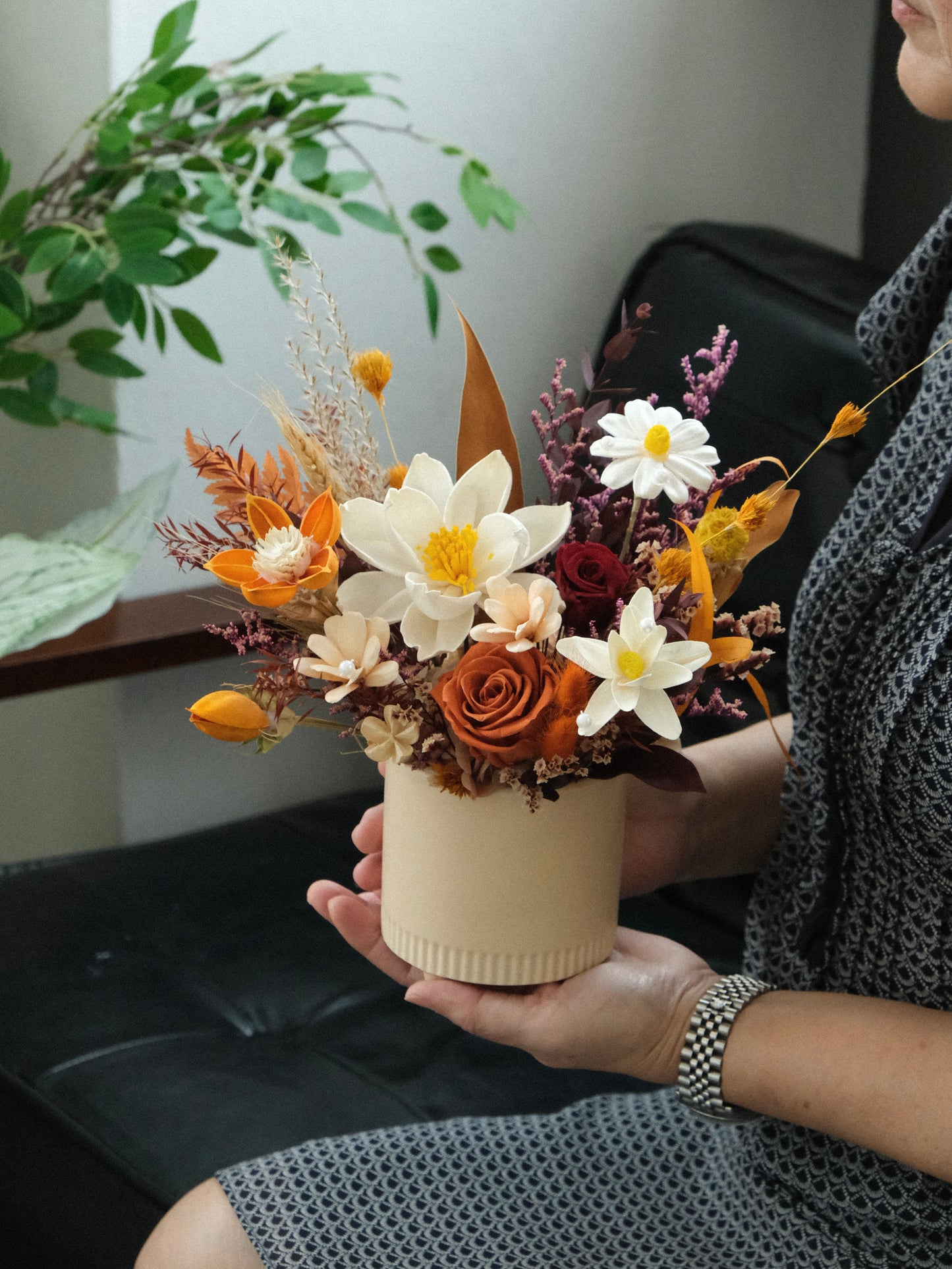 Preserved Flowers Vase Arrangement For Delivery In Singapore