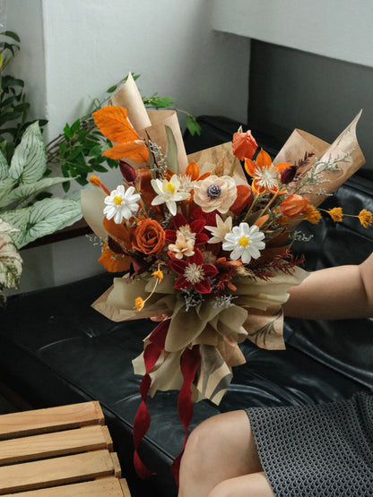 Preserved Flower Wrapped Bouquet Arrangement For Delivery In Singapore