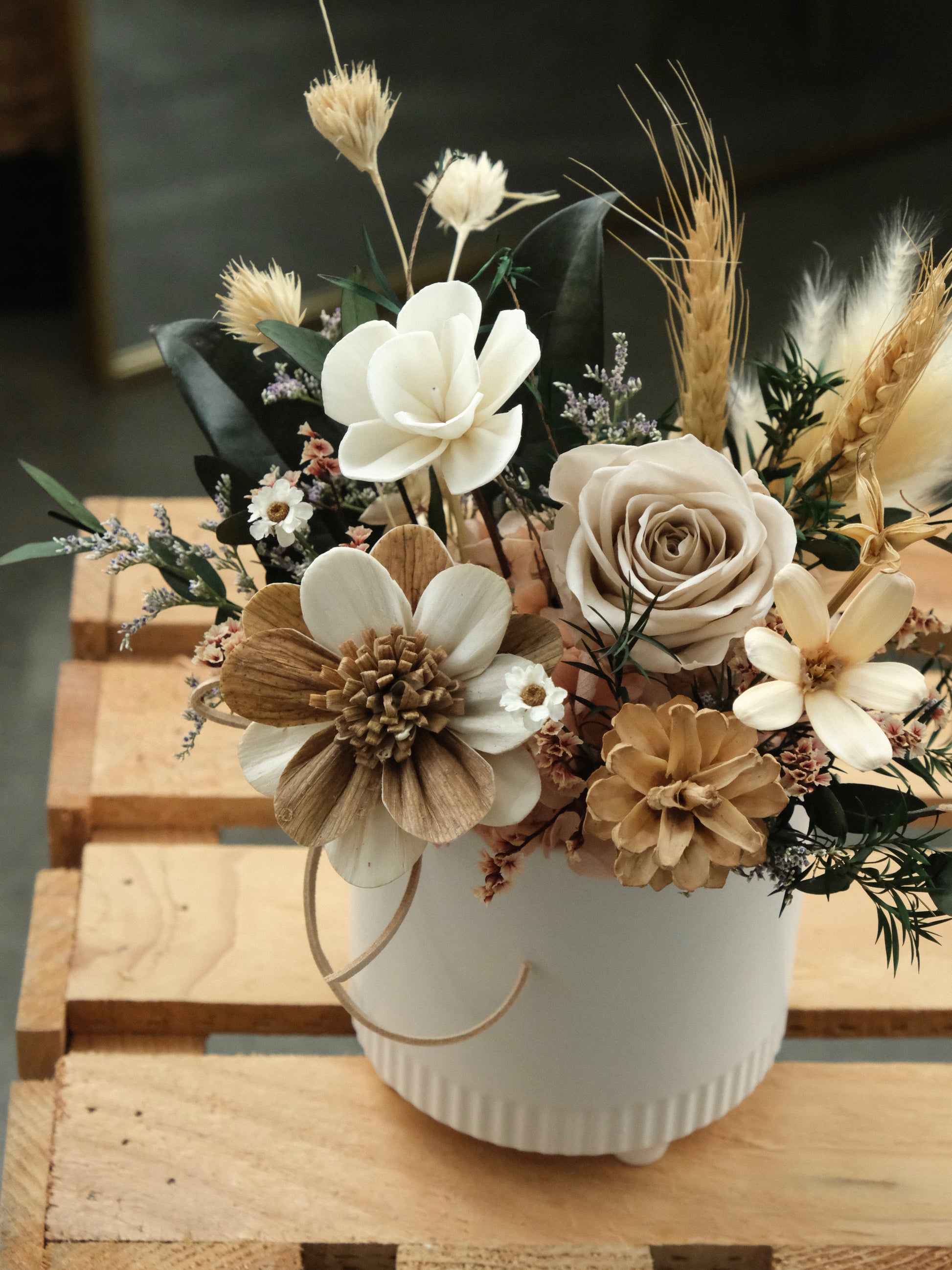 Preserved Flowers Vase Arrangement For Delivery In Singapore