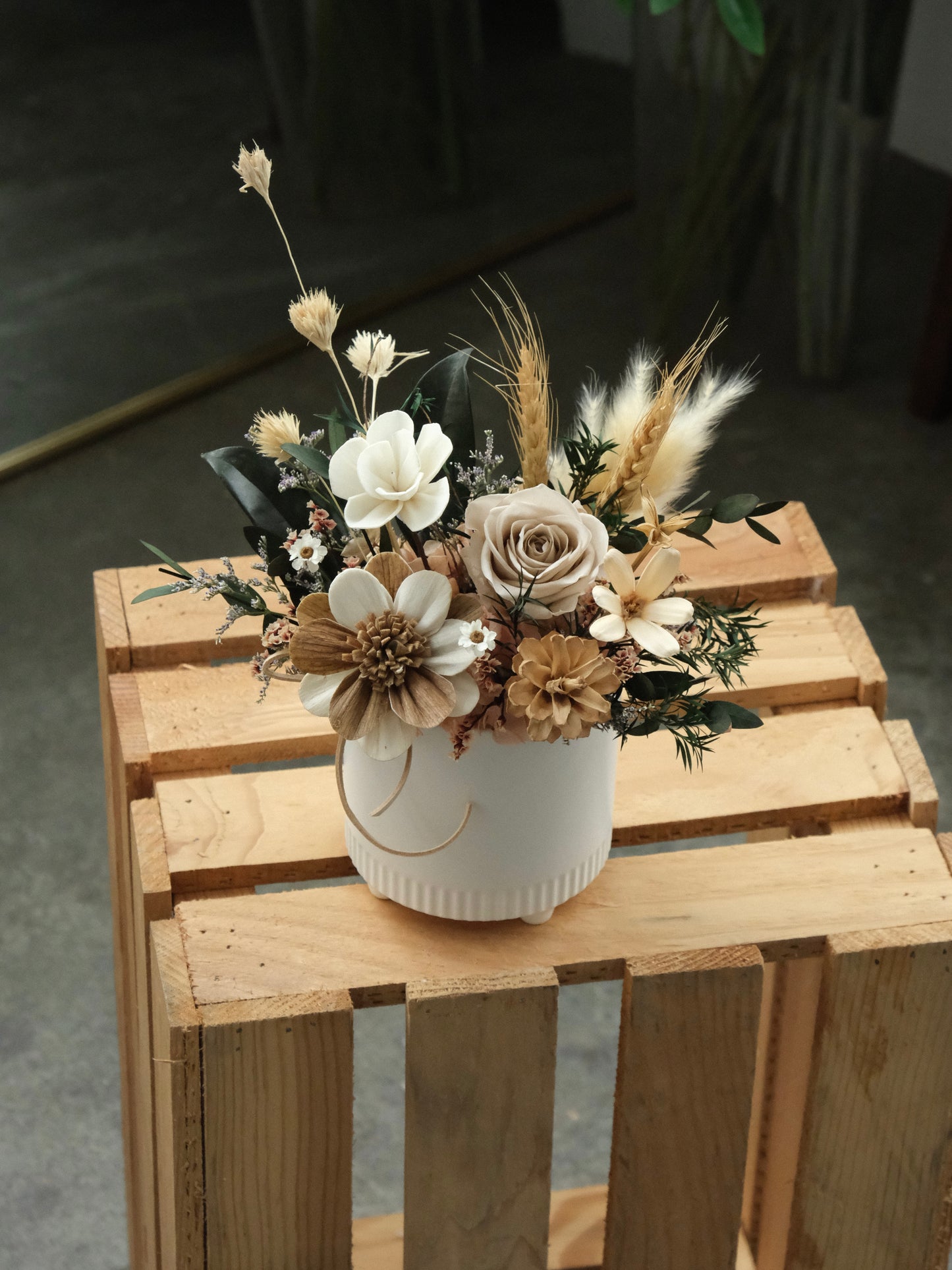 Preserved Flowers Vase Arrangement For Delivery In Singapore